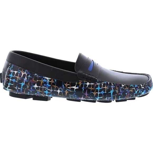 COPY - Robert Graham Black Sunbury Print Leather Penny Driving Loafers - Picture 5 of 8
